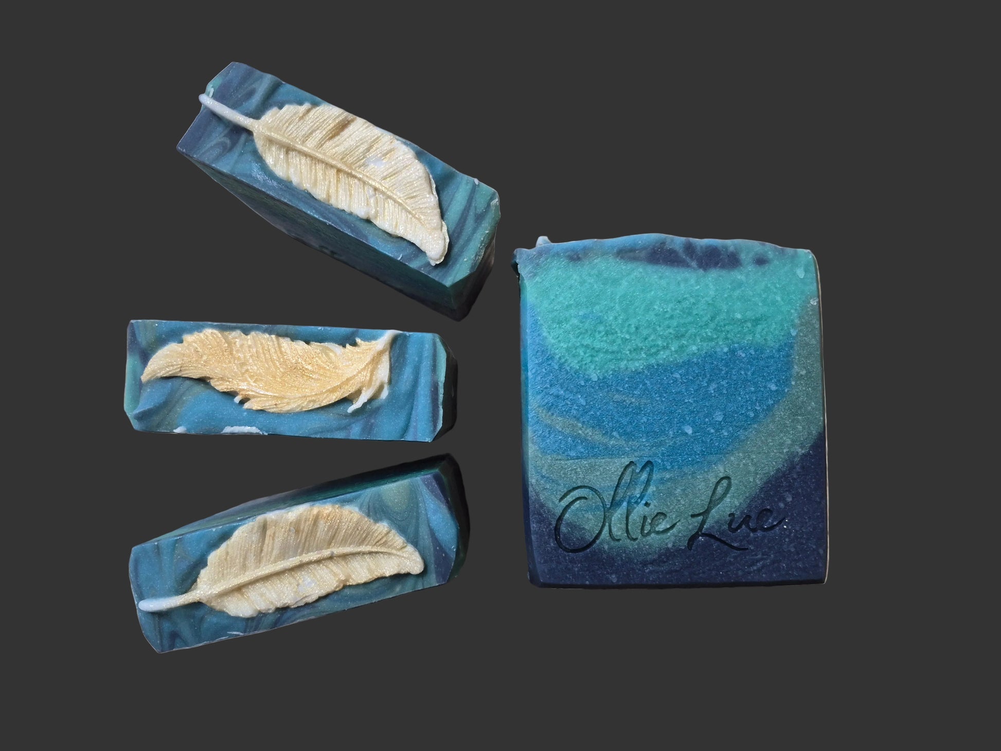 blue ombre soap on dark background