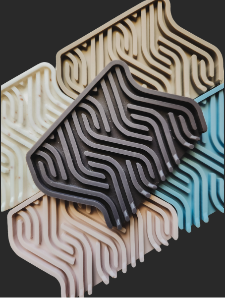 Set of various colored silicone soap dishes